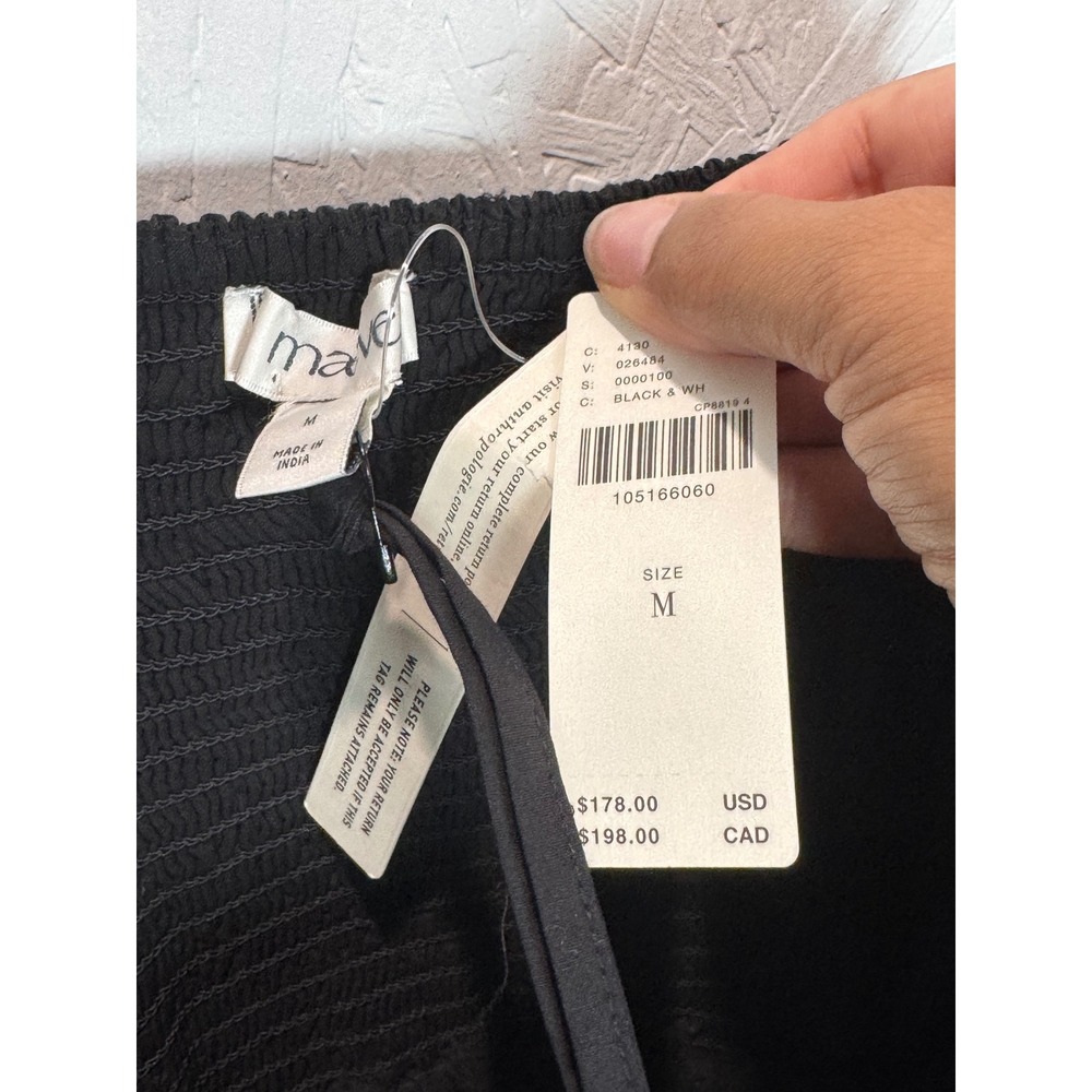 NWT Anthropologie Maeve Love Script Strapless Mini Dress Black Embroidered M - Picture 7 of 9